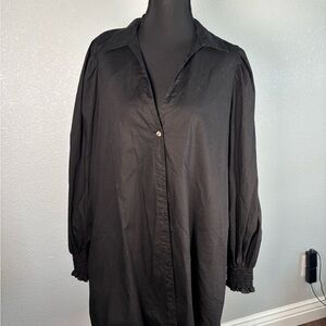 Show Me Your MuMu Black Wonens Midi Button Down Long Sleeve Shirt Dress Size M